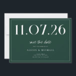 Simple Chic Wedding Non-Photo Save The Date<br><div class="desc">A simple modern save the date card. Personalise this chic emerald green and white design to have your wedding date,  names and details.</div>