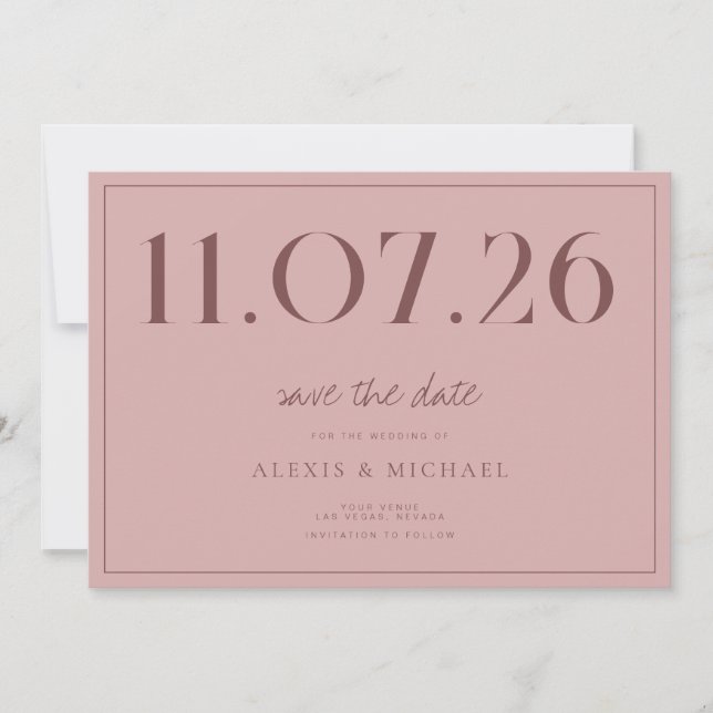 Simple Chic Wedding Non-Photo Save The Date (Front)