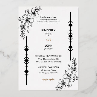 Simple Chic Wedding Rose Gold Foil Invitation
