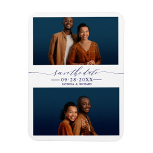Simple Chic Wedding Save The Date 2 Photo Collage Magnet