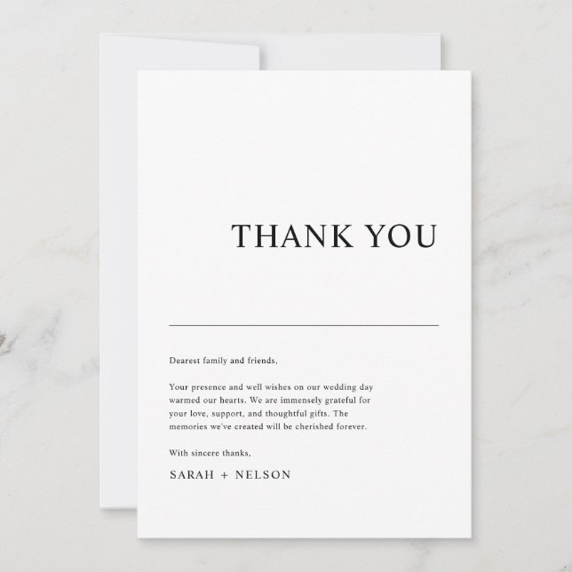 Simple Chic Wedding Table Thank You Card (Front)