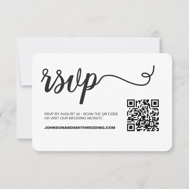 Simple Chic Wedding website RSVP QR Code  Card (Front)
