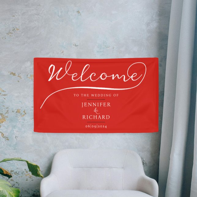 Simple Chic Welcome Red And White Stylish Script Banner (Creator Uploaded)