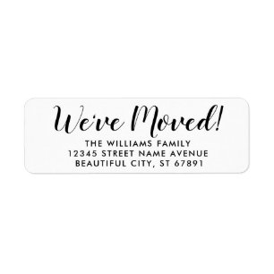Simple Chic We've Moved Change of New Home Moving Return Address Label