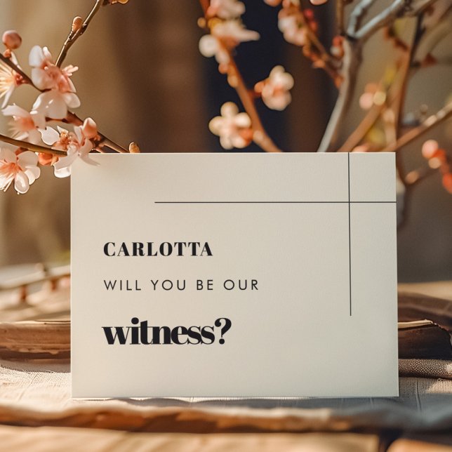 Simple chic Will you be our witness card (Creator Uploaded)