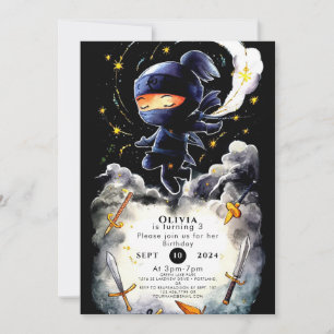 Simple Children Ninja Birthday Invitation