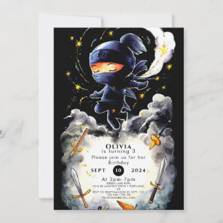 Simple Children Ninja Birthday Invitation