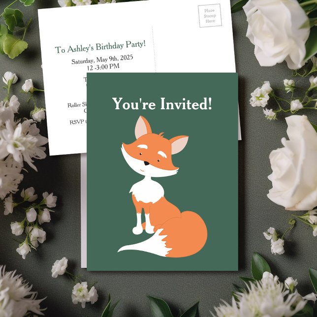 Simple Child's Birthday Fox Invitation Postcard (Creator Uploaded)