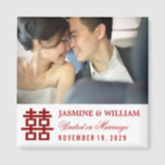 Simple Chinese Red Double Happiness Photo Wedding Magnet<br><div class="desc">Designed by fat*fa*tin. Easy to customise with your own text,  photo or image. For custom requests,  please contact fat*fa*tin directly. Custom charges apply.

www.zazzle.com/fat_fa_tin
www.zazzle.com/color_therapy
www.zazzle.com/fatfatin_blue_knot
www.zazzle.com/fatfatin_red_knot
www.zazzle.com/fatfatin_mini_me
www.zazzle.com/fatfatin_box
www.zazzle.com/fatfatin_design
www.zazzle.com/fatfatin_ink</div>