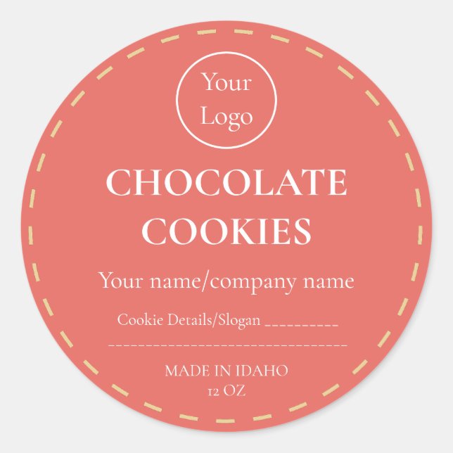 Simple Chocolate Chip Cookie Sticker Custom Label (Front)