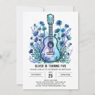 Simple Chord Guitar Boy Birthday Invitation
