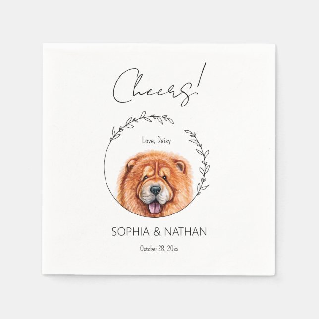 Simple Chow Chow Dog Wedding Cocktail  Napkin (Front)