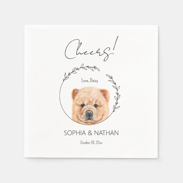Simple Chow Chow Dog Wedding Cocktail  Napkin (Front)