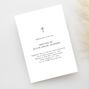 Simple Christening Black & White Minimal Baptism Invitation
