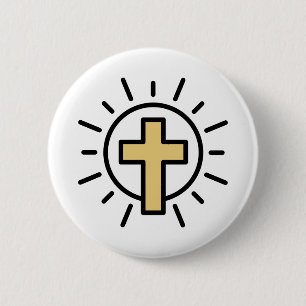 Simple Christian Cross 6 Cm Round Badge