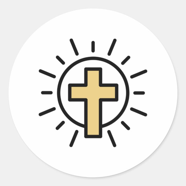 Simple Christian Cross Classic Round Sticker (Front)