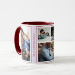 Simple Christmas 5 photo collage mauve burgundy Mug<br><div class="desc">Modern contemporary photo collage family winter holidays keepsake gift coffee mug in light purple mauve and dark red burgundy with a trendy typography style.           Personalise it with 5 family shoots and your name!</div>