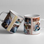 Simple Christmas 5 photo collage yellow burgundy Mug<br><div class="desc">Modern contemporary photo collage family winter holidays keepsake gift coffee mug in pale yellow and dark red burgundy with a trendy typography style.           Personalise it with 5 family shoots and your name!</div>