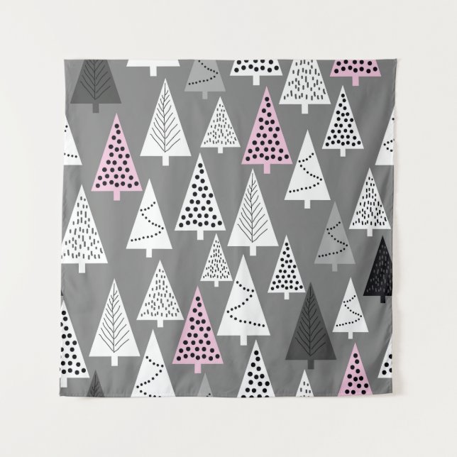 Simple Christmas: Abstract Tree Pattern Tapestry (Front)