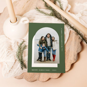 Simple Christmas Arch   Modern Two Photo Holiday Card