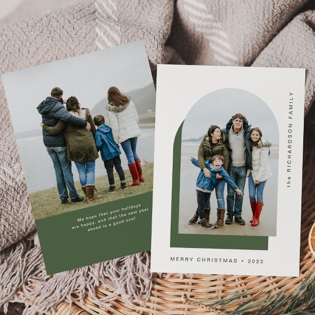 Simple Christmas Arch | Modern Two Photo Holiday Card (Creator Uploaded)