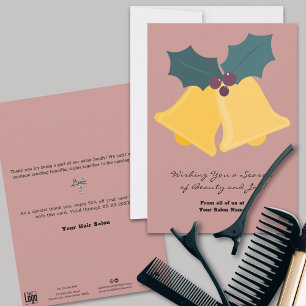Simple Christmas Bells & Bay Leaves Holiday Card