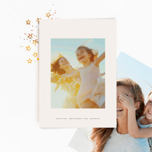Simple Christmas Editable Green Text Custom Photo Holiday Card