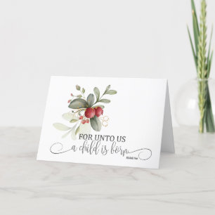 Simple Christmas Floral Bible Verse Isaiah 9:6 Holiday Card