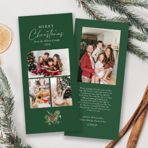 Simple Christmas Foliage Greenery Photo Collage Holiday Card