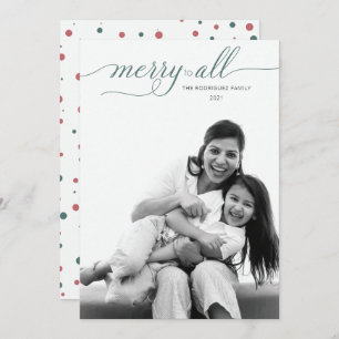Simple Christmas Full Photo Rose Hunter Green Holiday Card
