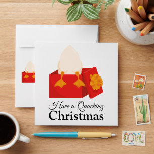 Simple Christmas funny cute Duck in red box Envelope