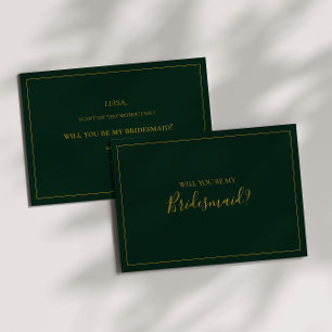 Simple Christmas Green Bridesmaid Proposal Card