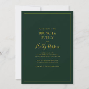 Simple Christmas Green Brunch and Bubbly Shower Invitation