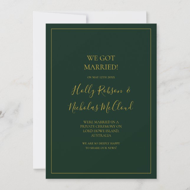 Simple Christmas | Green Elopement Announcement (Front)