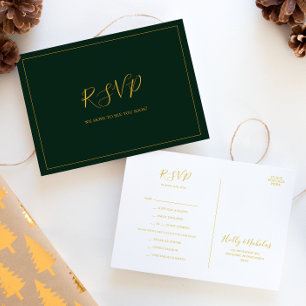 Simple Christmas Green Menu Choice RSVP Postcard