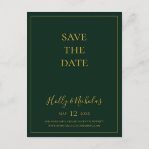 Simple Christmas   Green Save The Date Postcard