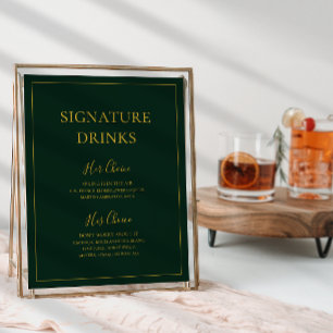 Simple Christmas Green Signature Drinks Sign