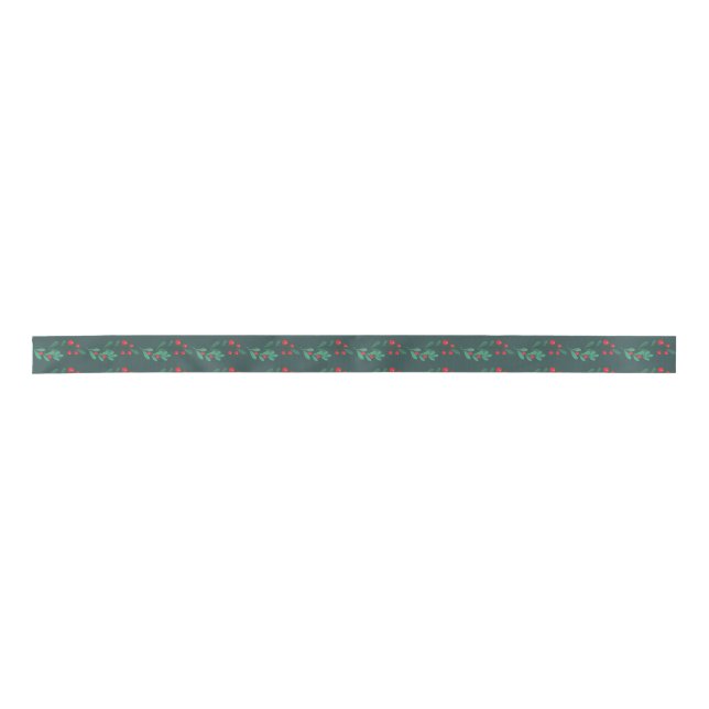 Simple Christmas Greenery Holiday Ribbon Satin Ribbon (Front)