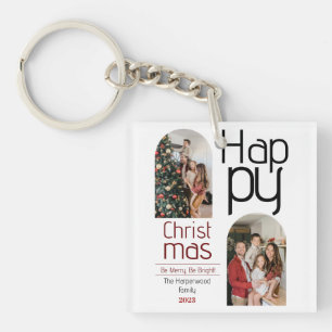 Simple Christmas holidays Modern Typography Photo Key Ring