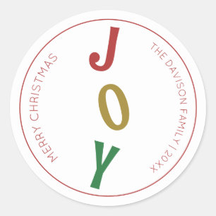 Simple Christmas Joy Envelope Seal and Gift Label