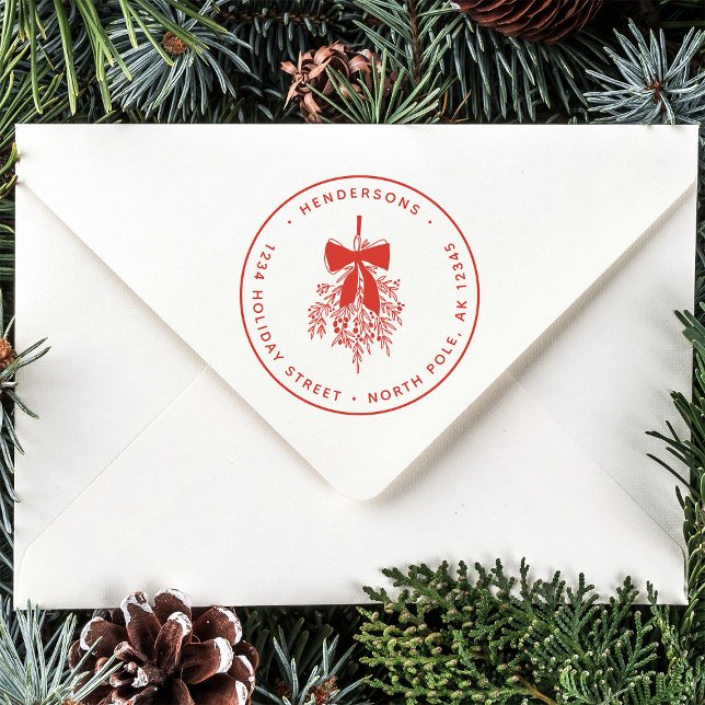 Simple Christmas Mistletoe Return Address Rubber Stamp (Creator Uploaded)