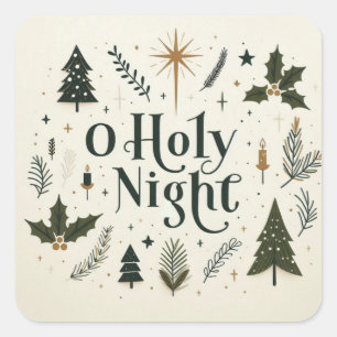 Simple Christmas O Holy Night Square Sticker