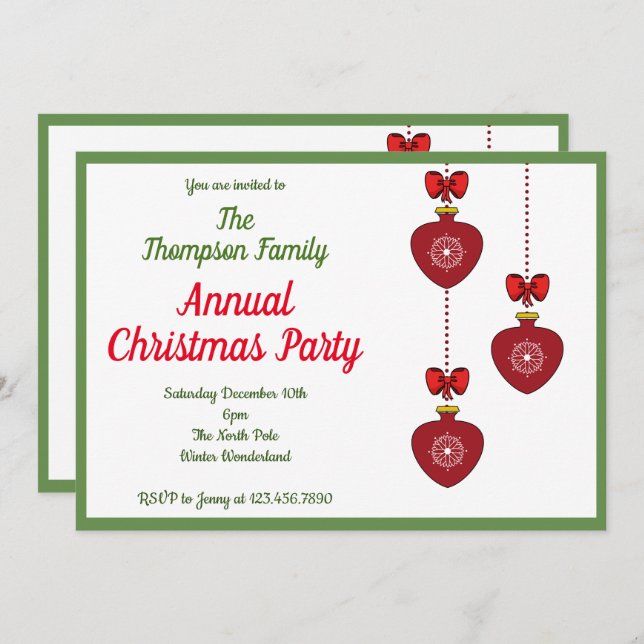 Simple Christmas Party Invitation (Front/Back)