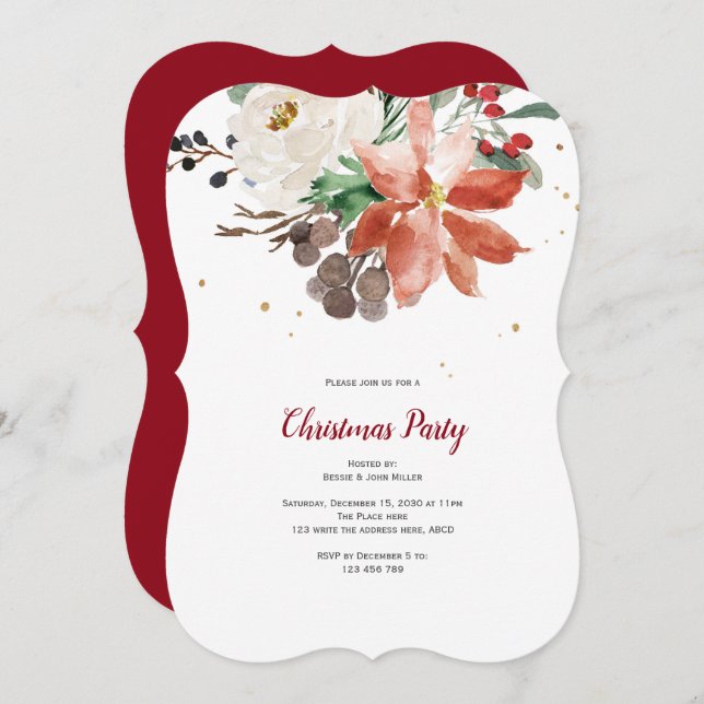 Simple Christmas Party Invitation, Holiday Invitation (Front/Back)