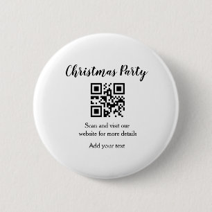 Simple christmas party website barcode QR add name 6 Cm Round Badge