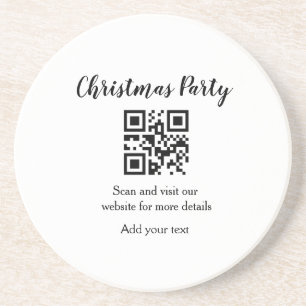 Simple christmas party website barcode QR add name Coaster