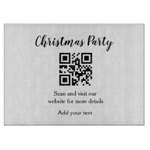 Simple christmas party website barcode QR add name Cutting Board