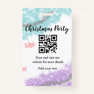 Simple christmas party website barcode QR add name ID Badge