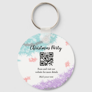Simple christmas party website barcode QR add name Key Ring