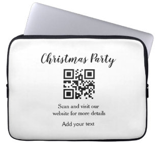 Simple christmas party website barcode QR add name Laptop Sleeve